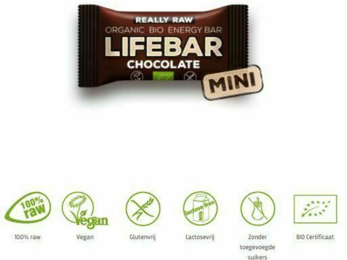 Mini lifebar energiereep chocolade raw & bio Vitamine