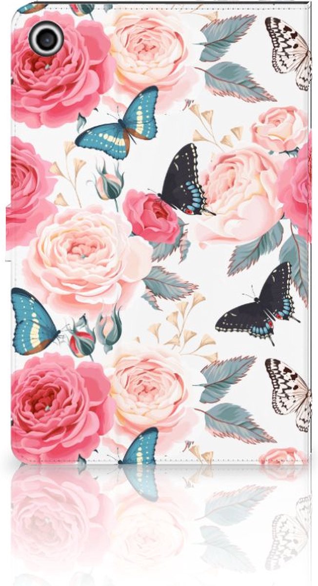 Book Case voor Lenovo Tab M10 Plus 3rd Gen 10.6 inch Tablet Cover Butterfly Roses