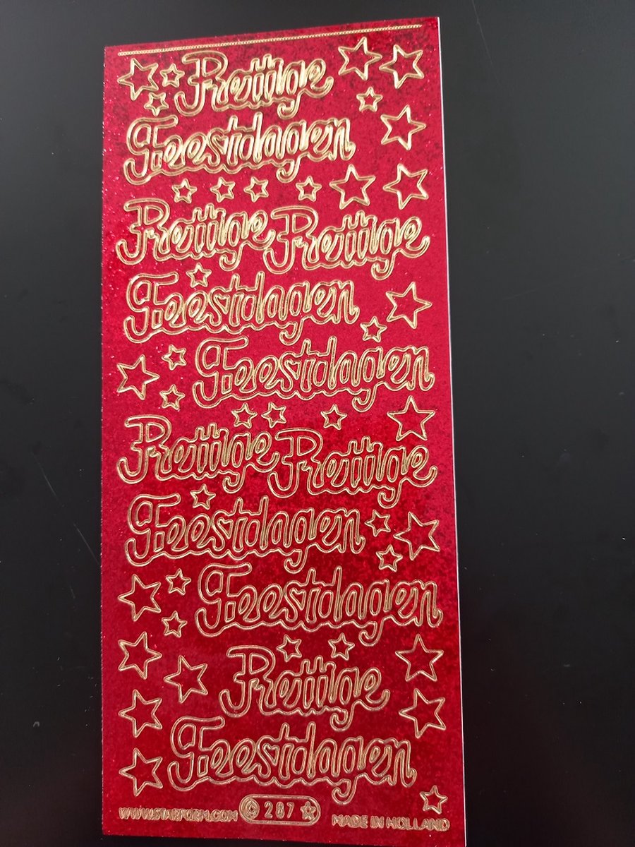 Stickervel "Prettige Feestdagen" rood