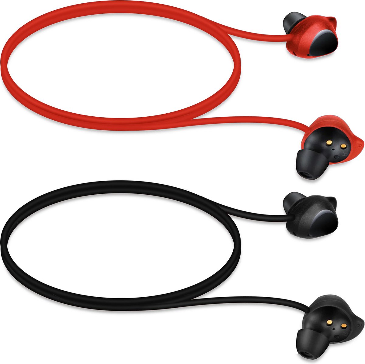 kwmobile 2x oordopjes koord - geschikt voor Samsung Galaxy Buds / Buds Plus - Voor draadloze oordoppen tegen verlies - In zwart / rood