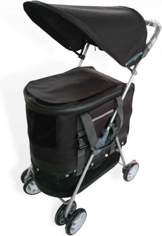Topmast Excellent - Hondenbuggy - Zwart - Inklapbare - 4 Wielen - Comfort Buggy