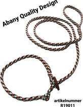 Abany quality design 5 mtr rood zwart wit- jachtlijn - dubbele stop - retrieverlijn - gentle leader - lijn leiband met halsband - sliplijn met stop – half slip - puppylijn - vanglijn - mantrailing - - 1R19011
