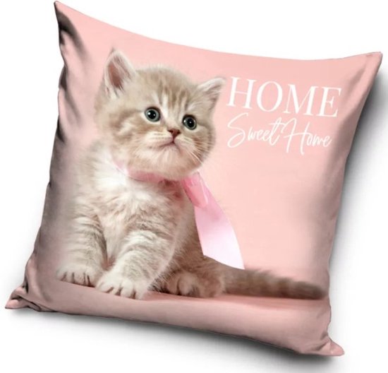 Sierkussen - Kat/Kitten Home Sweet Home Roze 40x40 cm