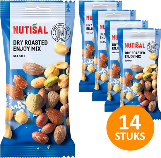 Nutisal Enjoy Mix 14 zakken à 60g Noten en pinda mix - 5 noten - doos