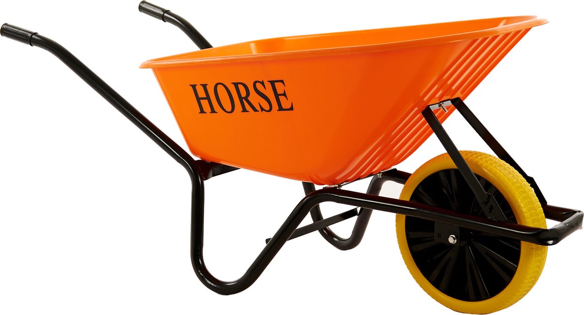 Bol.com Horse Kruiwagen met antilek band - Gemonteerd geleverd - kruiwagen oranje - kruiwagen 100 liter aanbieding