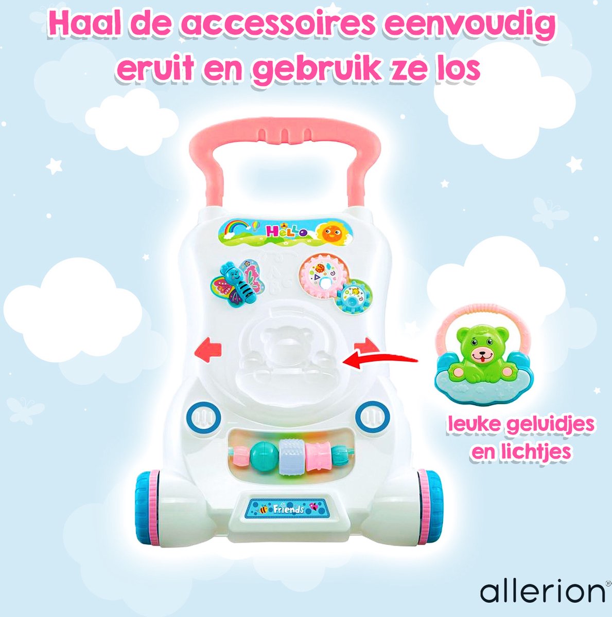 Allerion Baby Loopwagen Met Muziek en Verlichting Loopauto Baby