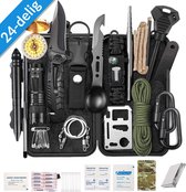 Fire Strike Survival Kit 24 Delig - Professionele Wildernis Uitrusting - Survival armband, zakmes, paracord armband, vuursteen vuurstarter kit, zaklamp, kompas - Noodpakket - Outdoor Camping Survival Set - Survival spullen
