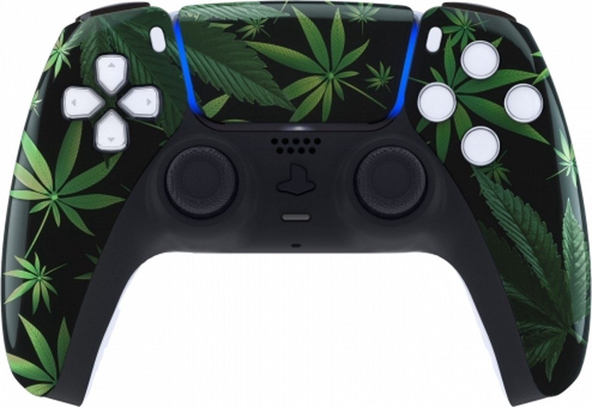 PS5 Draadloze Dualsense Controller – Green Weeds Custom