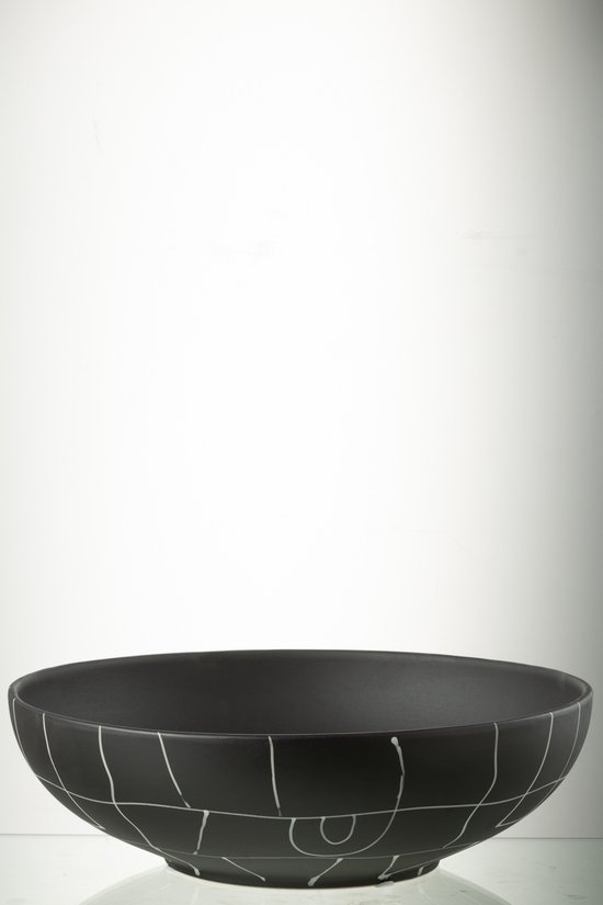 J-Line Japan schaal - keramiek - zwart - woonaccessoires