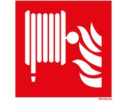 Bordje "Brandslang" - 10 x 10 cm - Voor binnen & buiten - ISO 7010 F002 - Brandblusser pictogram
