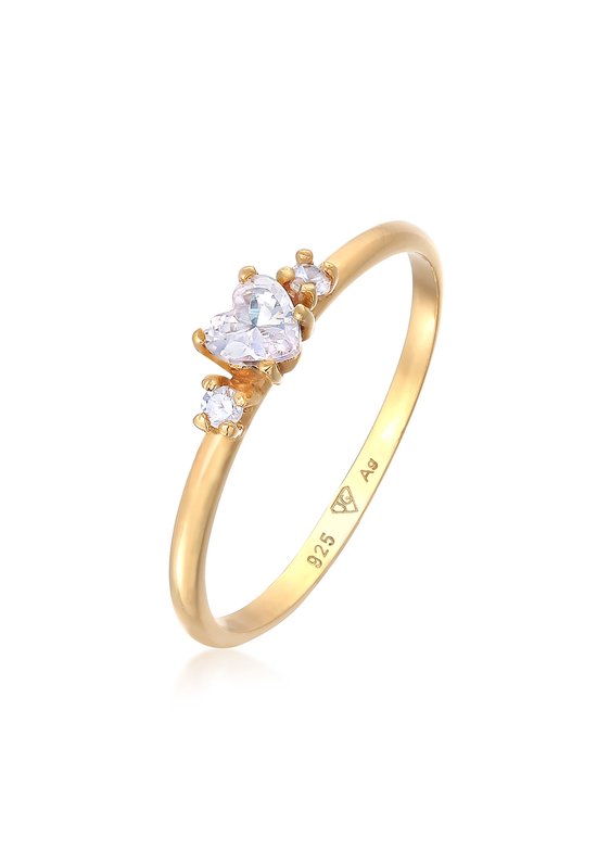 Elli Bagues Bague de fian ailles pour femme Coeur avec cristal de