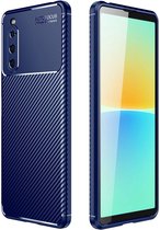 Coque Sony Xperia 10 IV Siliconen Carbone TPU Coque Arrière Blauw