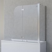 Paroi de bain Schulte 2 pièces - largeur 112 cm - hauteur 142 cm - y compris paroi latérale pour une baignoire d'environ 70 cm - verre de sécurité 5 mm - chrome