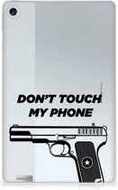 Cover Lenovo Tab M10 Plus (3e generatie) Tablet Hoesje met foto Pistol Don't Touch My Phone met transparant zijkanten