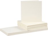 Cartes et enveloppes, format carte 15x15 cm, format enveloppe 16x16 cm, 50 jeux, blanc cassé
