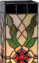 LumiLamp Tiffany Tafellamp 12*12*35 cm E14/max 1*40W - Beige Groen Glas in lood