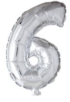 Folieballon 6 jaar Zilver 66cm