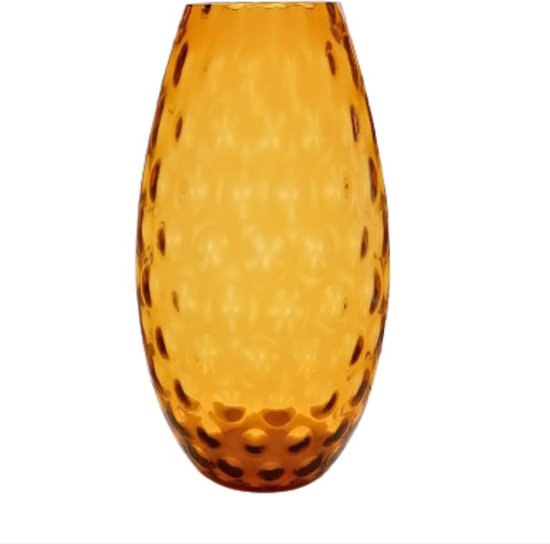 Grote handgemaakte VAAS OLIVA - amber goud glas - Royal Bohemia