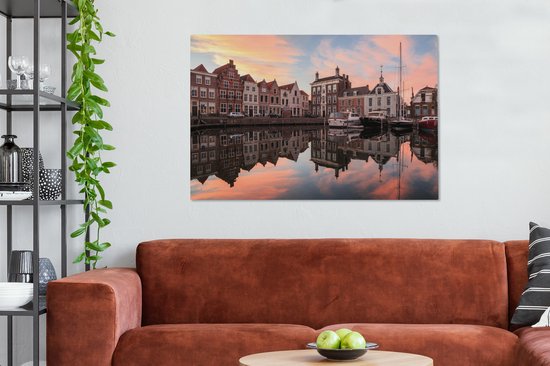 Peinture sur toile Bateaux dans le port de Goes en Zélande, Pays- Nederland - 140x90 cm - Décoration murale