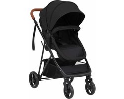 vidaXL - Kinderwagen - 2-in-1 - staal - antracietkleurig - en - zwart