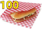 Rainbecom - 100 Stuks - 19 x 17 cm - Hamburger Zakje Papier - Vetvrij Papier - Papieren Zak voor Sandwiches - Rood
