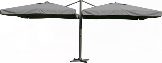 Parasol double flottant Paralux - 2 toiles de 3x4m - Gris foncé - Housse de rangement incluse