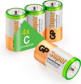 GP Batteries Super Alkaline C, Batterie à usage unique, C, Alcaline, 1,5 V, 4 pièce(s), Multicolore