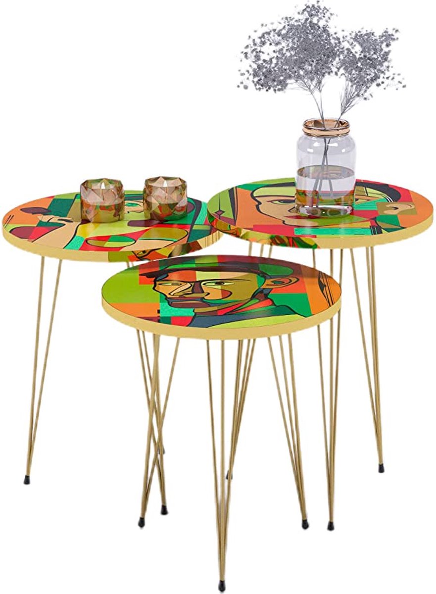 Moderne bijzettafel, bank bijzettafel console tafel salontafel 3-laags ronde vorm, slaapkamer nachtkastje opbergkast bank tafel mobiele snacktafel geschikt voor woonkamer