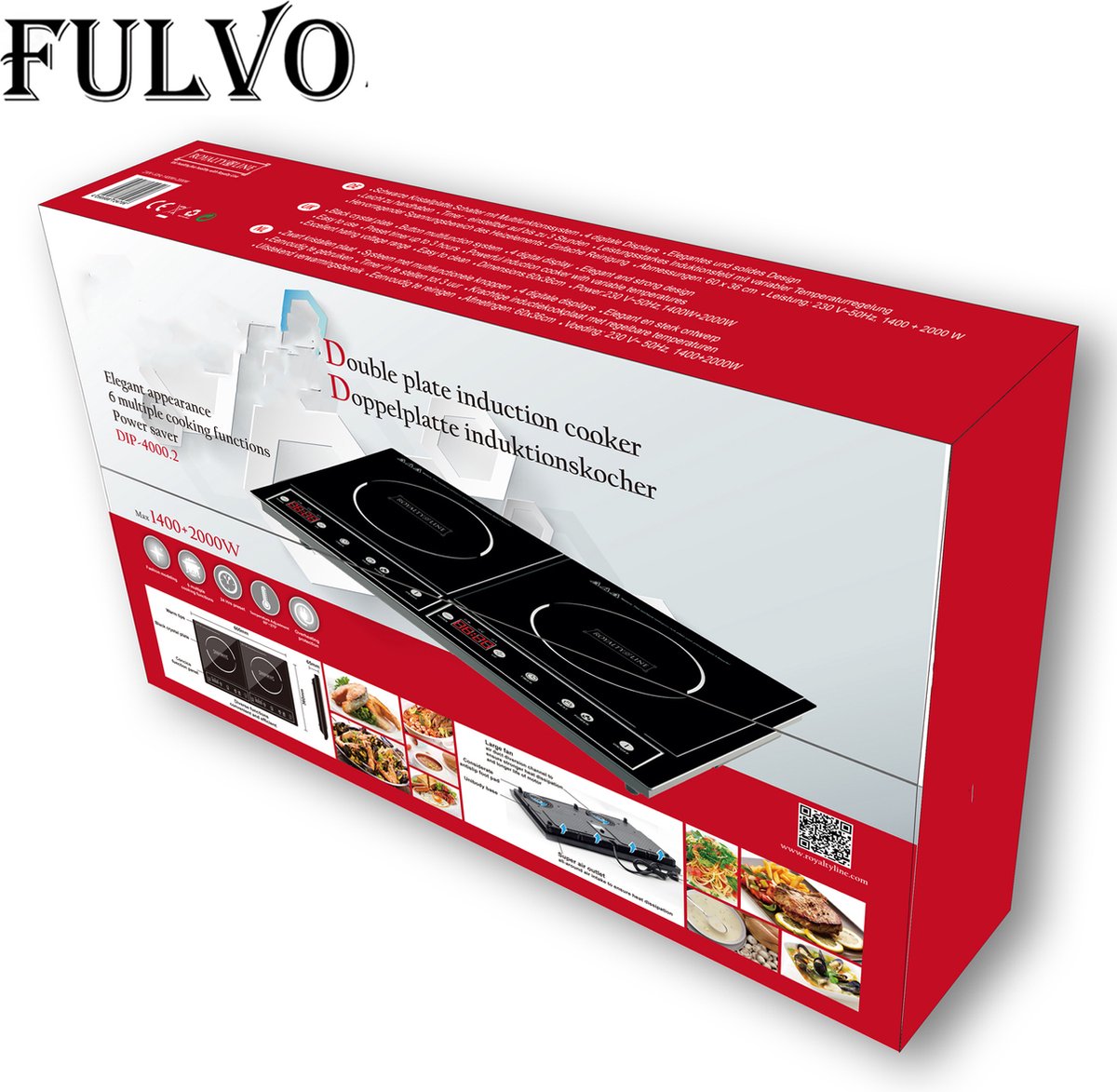 FULVO Inductiekookplaat met dubbele plaat Inductie kookplaat vrijstaand Inductie...