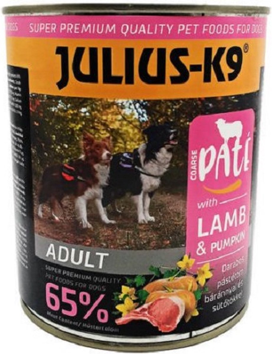 Julius K9 - Natvoer Hond - Paté - Lam & pompoen - 4 x 800g
