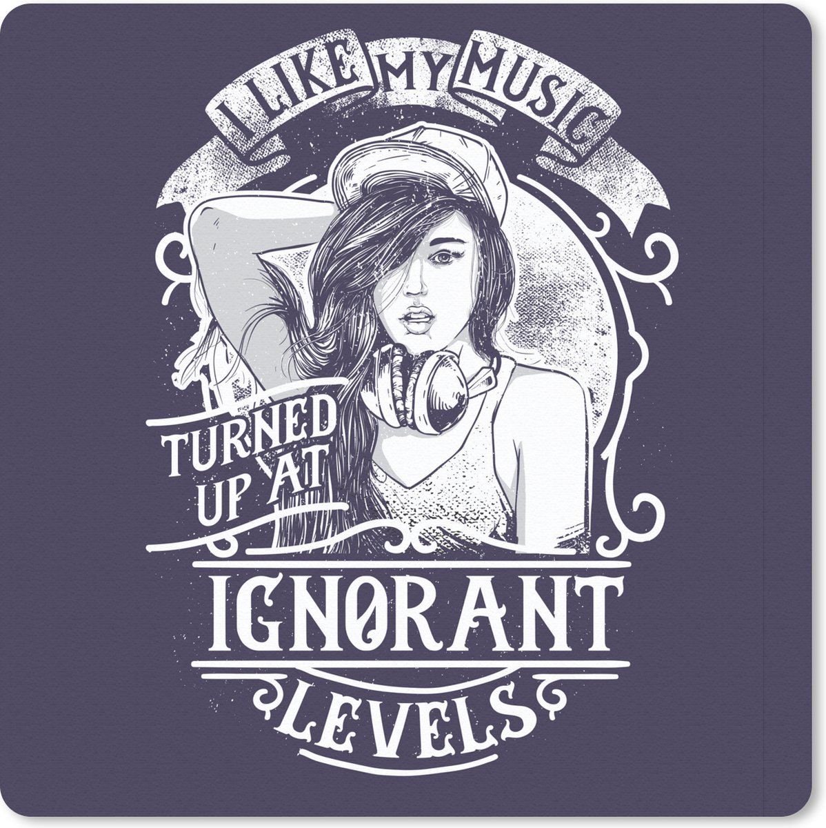 Muismat 30x30 cm - Mousepad Vrouwen - Koptelefoon - Retro - Quote - Muismatten