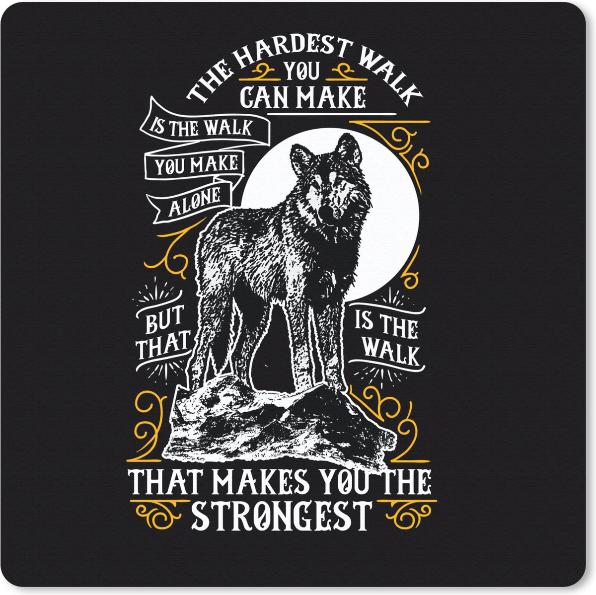 Muismat 30x30 cm - Mousepad Wolf - Dieren - Retro - Quote - Muismatten