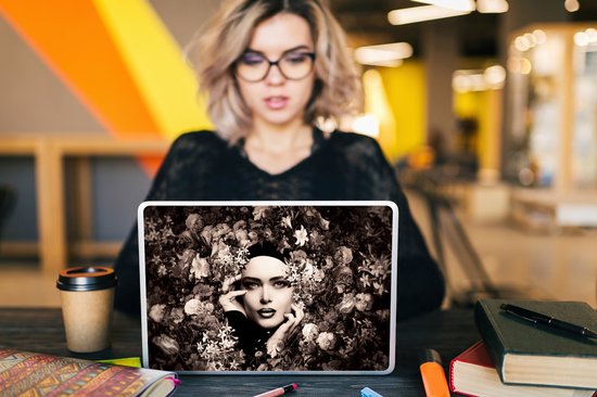 Sticker ordinateur portable - 11,6 pouces - Femme - Fleurs - Botanique - Nature