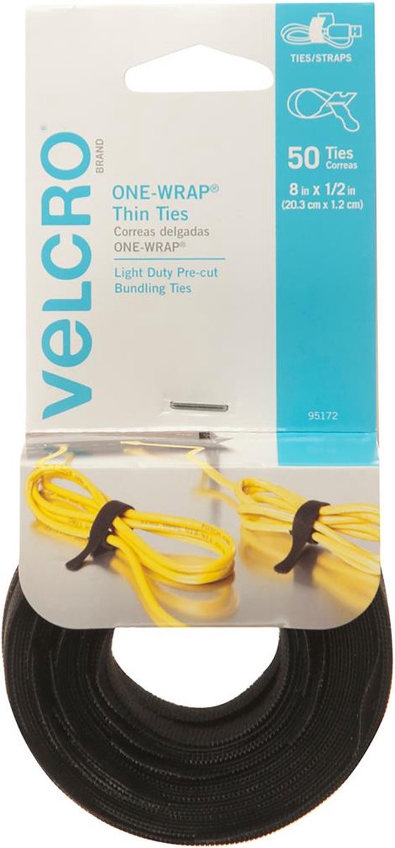 Velcro - Kabelbinders Zwart - 20.3x1.2cm - 50 stuks
