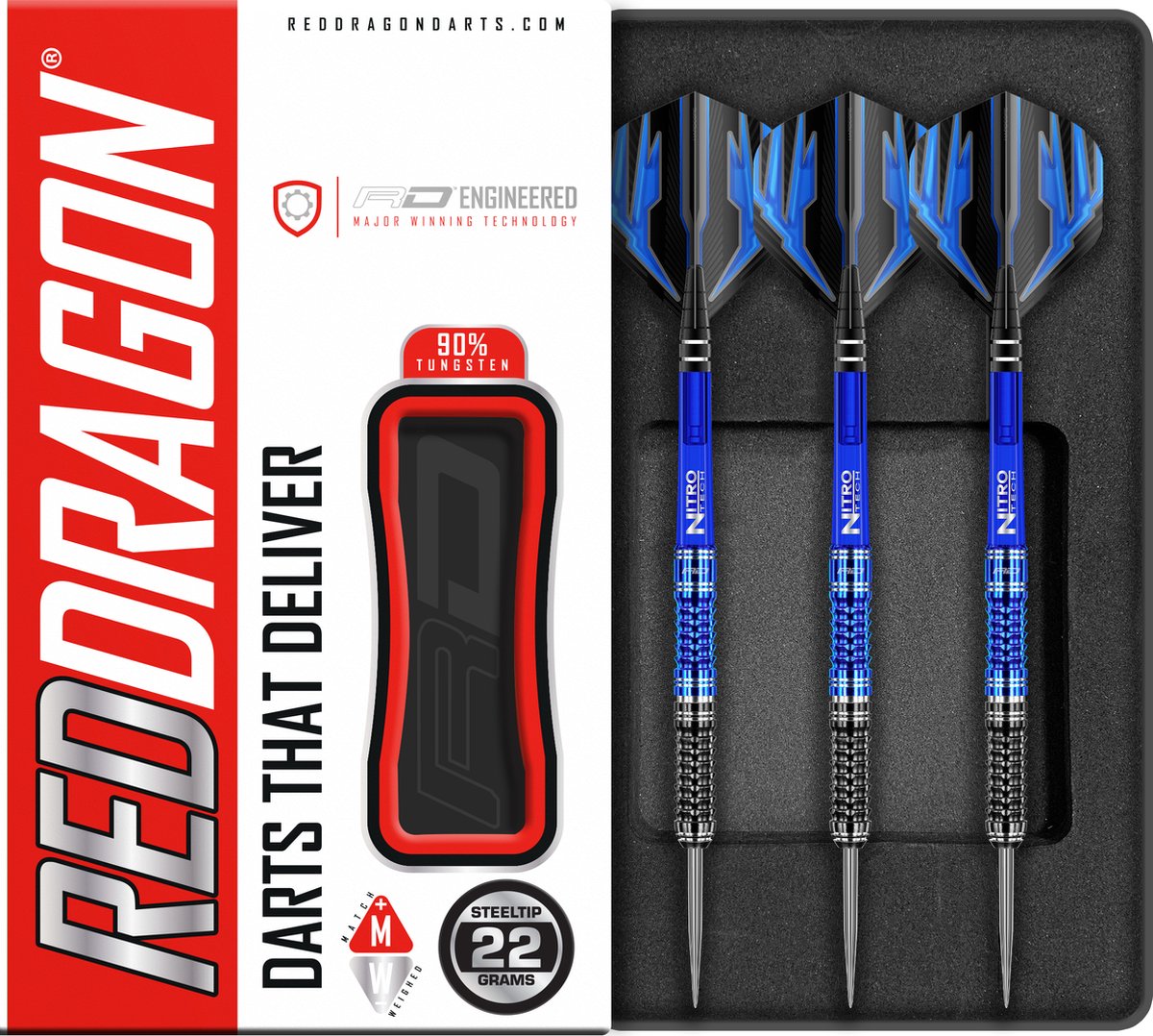 RED DRAGON - Delta 1: Steeltip Tungsten Dartpijlen Professioneel - 22 gram