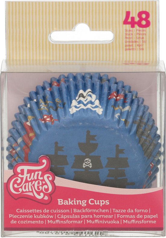 FunCakes Baking Cups Papier - Piraten - 48 Stuks - Cupcake en Muffin Vormpjes