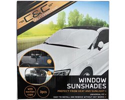 Auto zonnescherm set voor voorruit en zijruiten - Wit / Zilver - 144 x 76 cm / 44 x 36 cm - 3 Stuks - Auto - Autoaccessoires - Zonnescherm