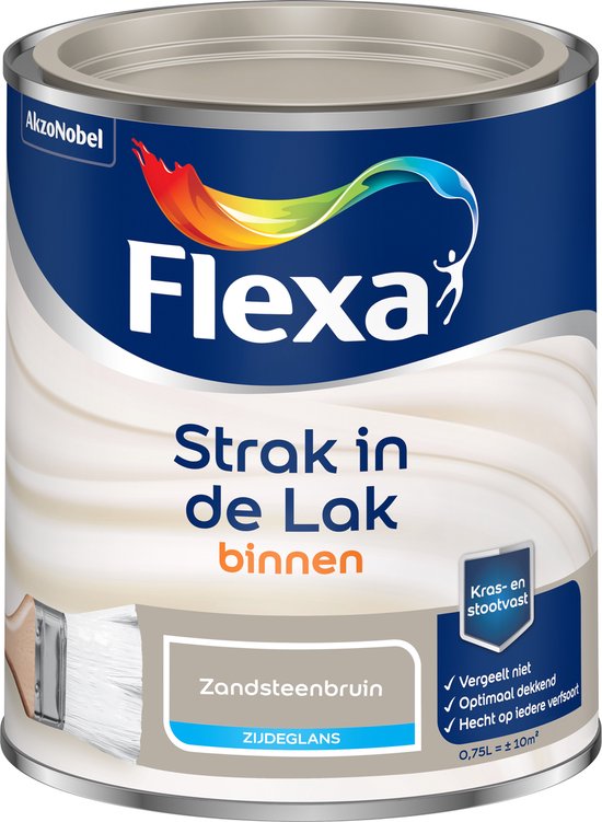 Flexa Strak in de Lak - Watergedragen - Zijdeglans - zandsteenbruin - 0,75 liter