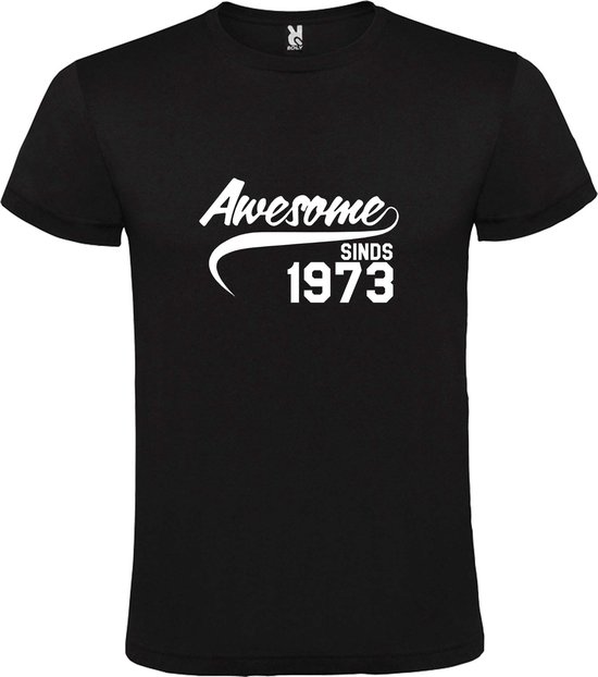 Zwart T shirt met print van " Awesome sinds 1973 " print Wit size XXXL