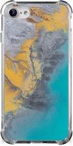 Telefoonhoesje met tekst iPhone SE 2022/2020 | iPhone 8/7 Telefoon Hoesje met doorzichtige rand Marble Blue Gold