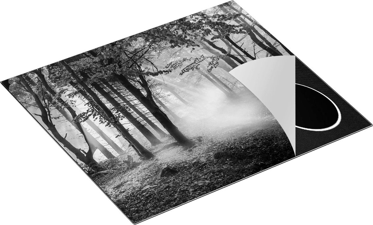 Chefcare Inductie Beschermer Rood Bos met Bomen - Zwart Wit - 60x52 cm - Afdekplaat Inductie - Kookplaat Beschermer - Inductie Mat