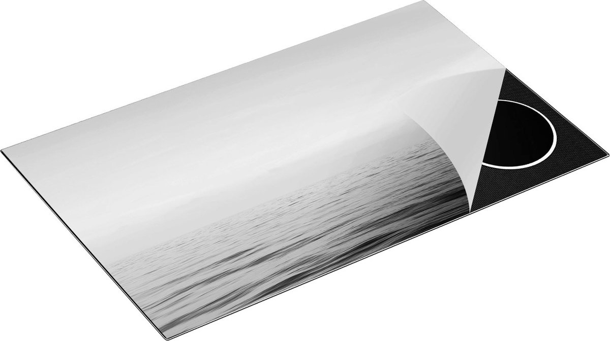 Chefcare Inductie Beschermer Zee met een Blauw Hemel Achtergrond - Zwart Wit - 85x52 cm - Afdekplaat Inductie - Kookplaat Beschermer - Inductie Mat