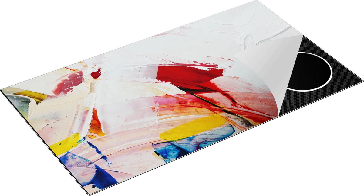 Chefcare Inductie Beschermer Abstracte Kunst van Verf Kleuren - 95x55 cm - Afdekplaat Inductie - Kookplaat Beschermer - Inductie Mat