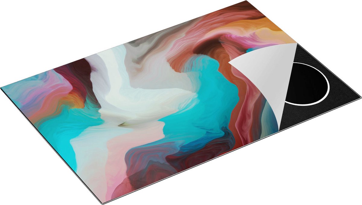 Chefcare Inductie Beschermer Abstracte Kunst - Kleurrijke Golven - 83x51,5 cm - Afdekplaat Inductie - Kookplaat Beschermer - Inductie Mat