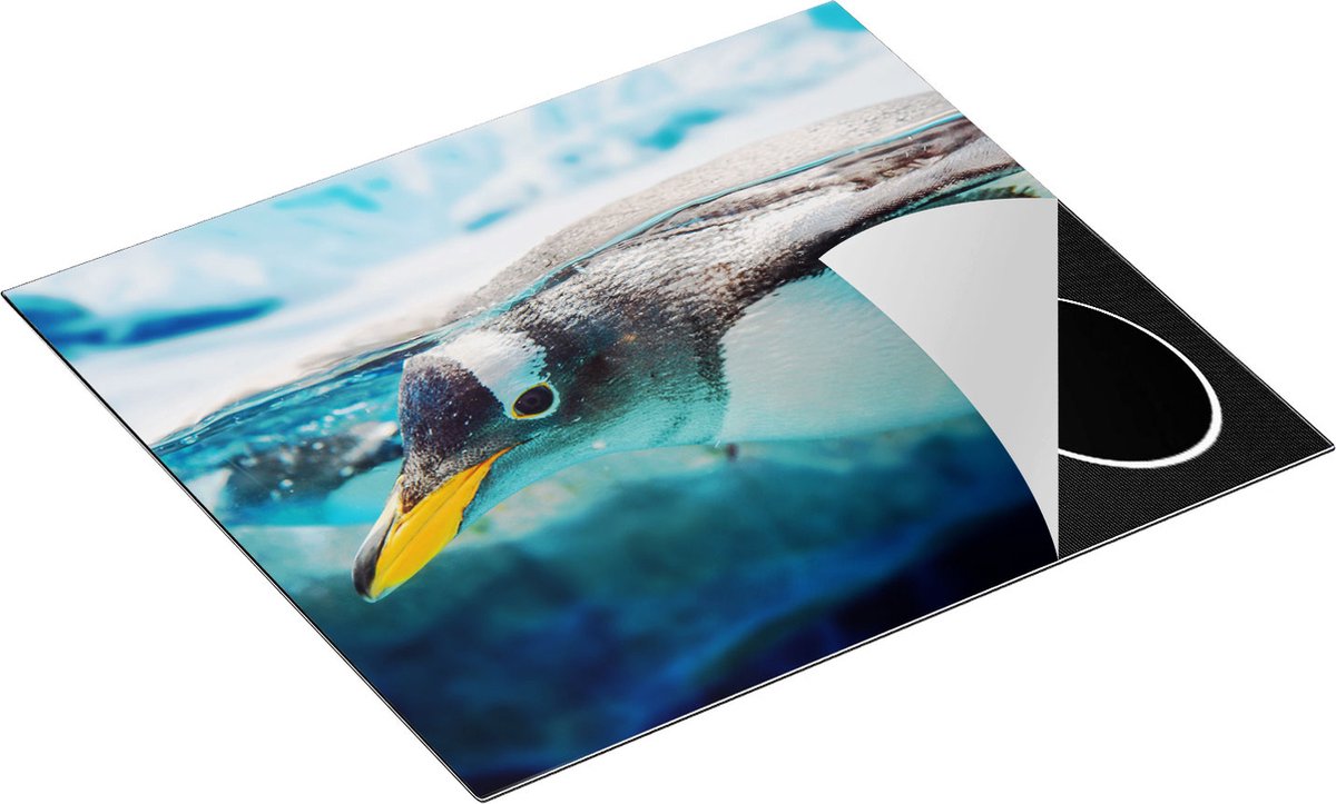 Chefcare Inductie Beschermer Pinguïn Zwemt onder Water - 59x52 cm - Afdekplaat Inductie - Kookplaat Beschermer - Inductie Mat