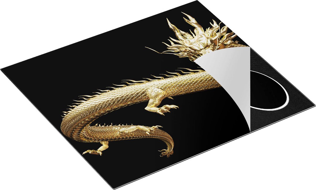 Chefcare Inductie Beschermer Gouden Draak - 60x55 cm - Afdekplaat Inductie - Kookplaat Beschermer - Inductie Mat