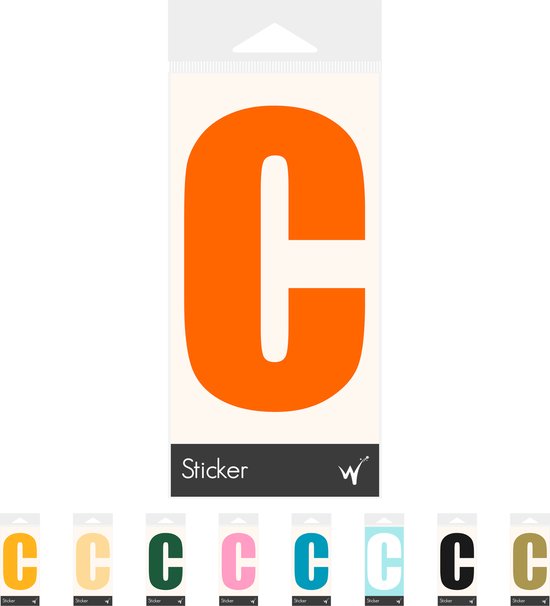 Container Sticker Huisnummer - Letter C Lettersticker - Kliko Sticker - Deursticker - Weerbestendig - 10 x 6 cm - Oranje