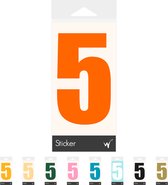 Container Sticker Huisnummer - Cijfer 5 Cijfersticker - Kliko Sticker - Deursticker - Weerbestendig - 10 x 6 cm - Oranje