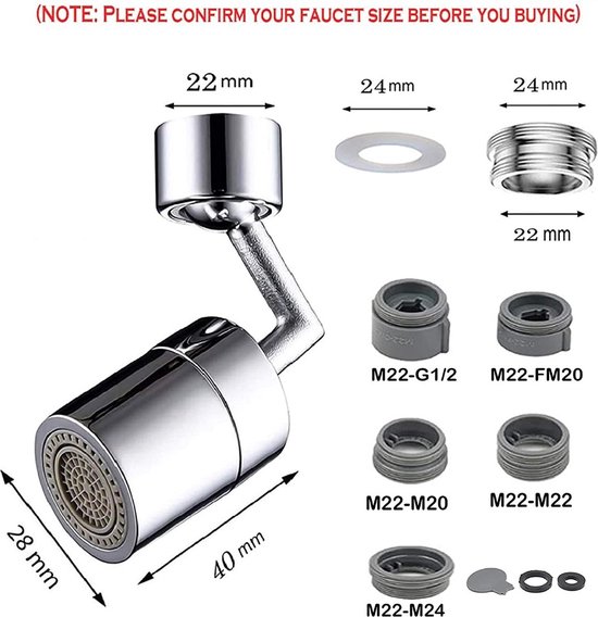 Fixation de robinet pivotante en acier inoxydable - Rotation de 720 degrés  - Tête... | bol.com