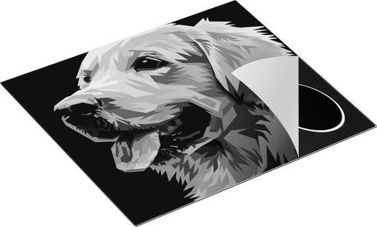 Chefcare Inductie Beschermer Kleurrijke Hond - Abstract - Zwart Wit - 59x52 cm - Afdekplaat Inductie - Kookplaat Beschermer - Inductie Mat